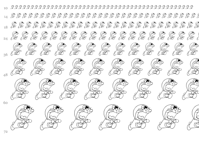 Doraemon Slalala font waterfall